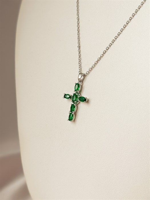 Necklace "Emerald Cross" (I)