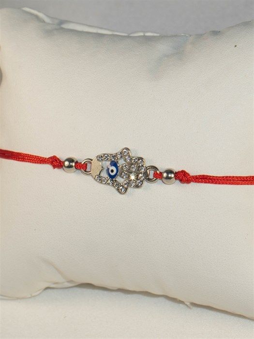 Red thread "Hand of Hamsa" (silver) (I3)